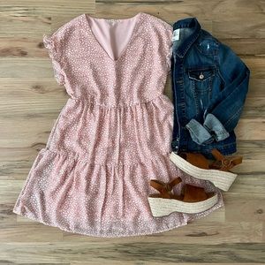 Floral Ruffle Sleeve V Neck Babydoll Mini Dress | Size XL